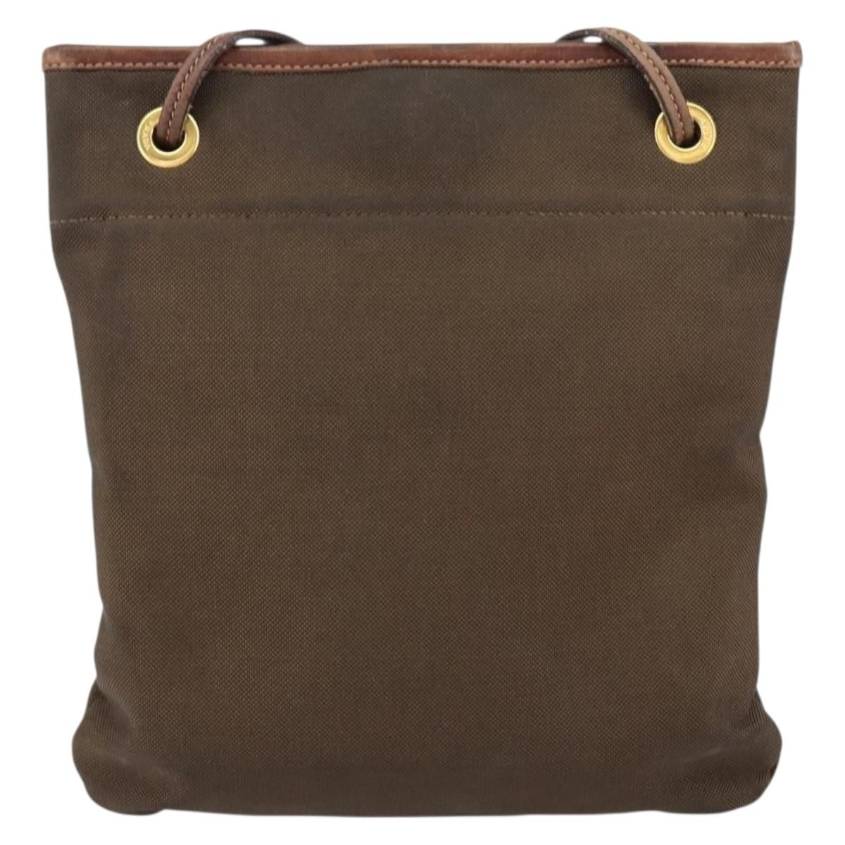 Prada Logo Flat Messenger Canvas Brown Canvas Shoulder Bag Bag (Pre-Owned)