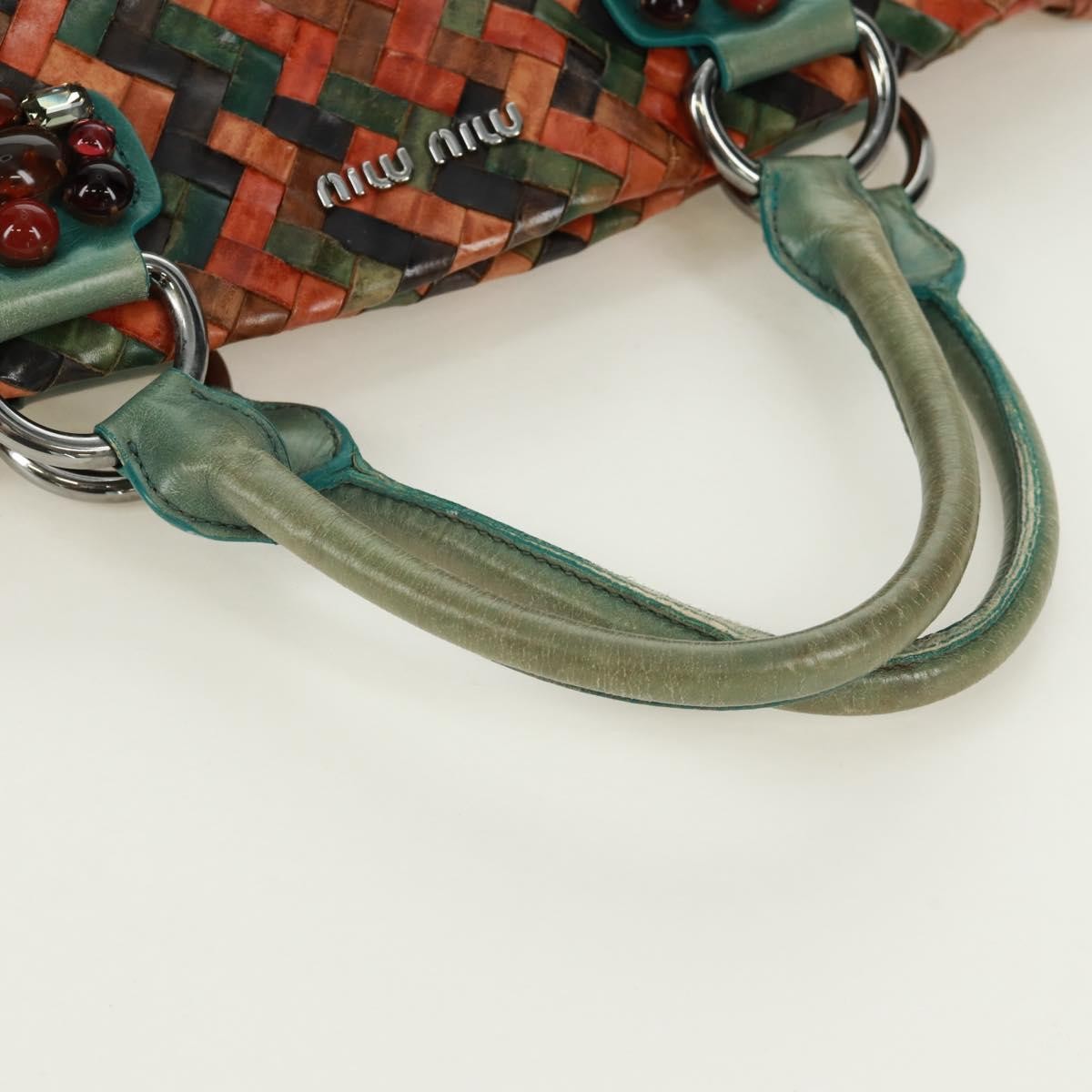 Miu Miu Chain Handle Pleated Leather Multicolour Leather Handbag (Pre-Owned)