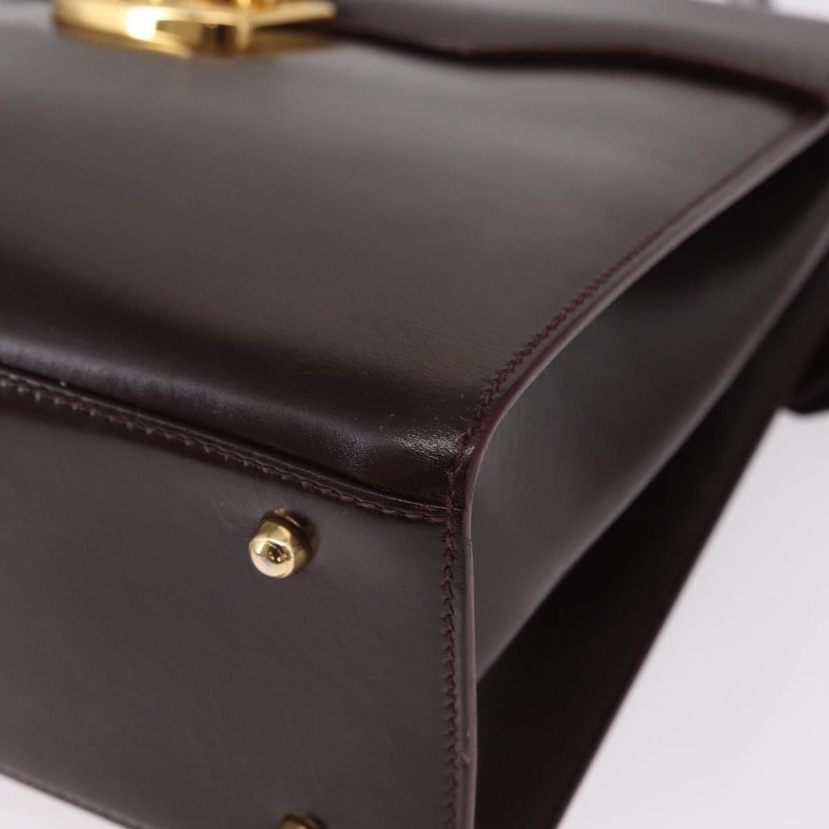 Gucci Vintage Lady Lock Top Handle Leather Burgundy Leather Handbag (Pre-Owned)