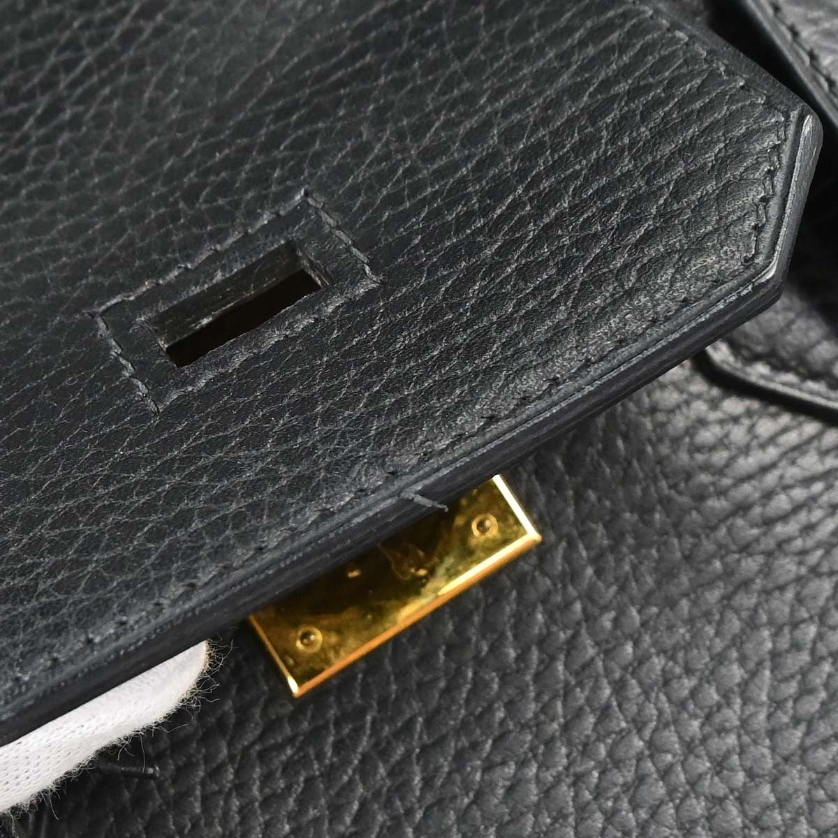 Hermes Birkin Black Clemence With Gold Hardware Black Leather Handbag (Pre-Owned)