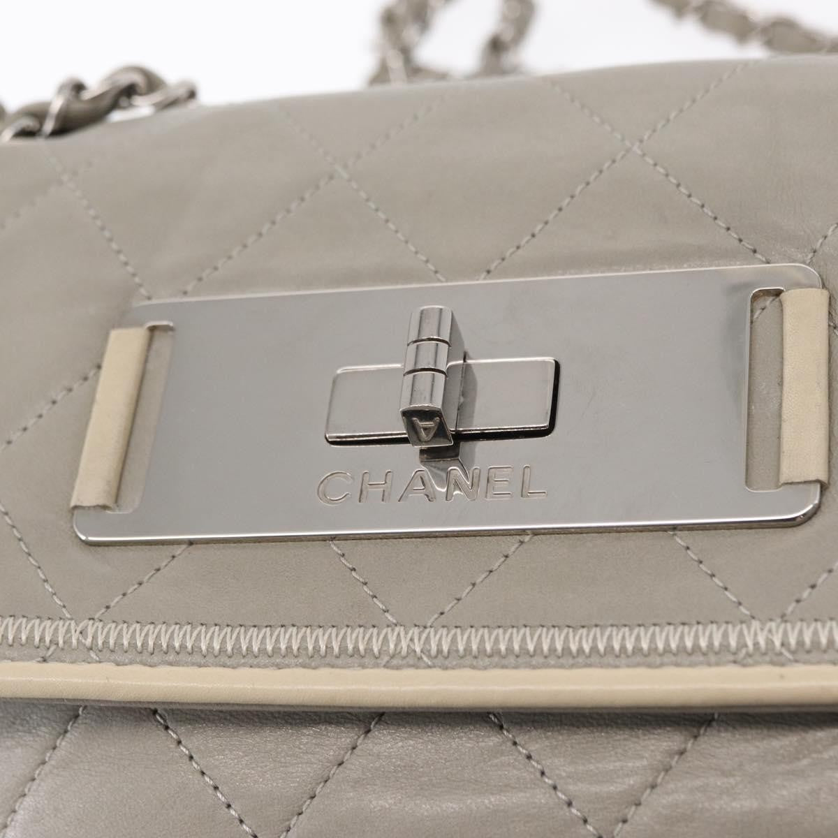 Chanel Mademoiselle Lock Flap Quilted Lambskin Gray Leather Shoulder Bag Bag (Pre-Owned)