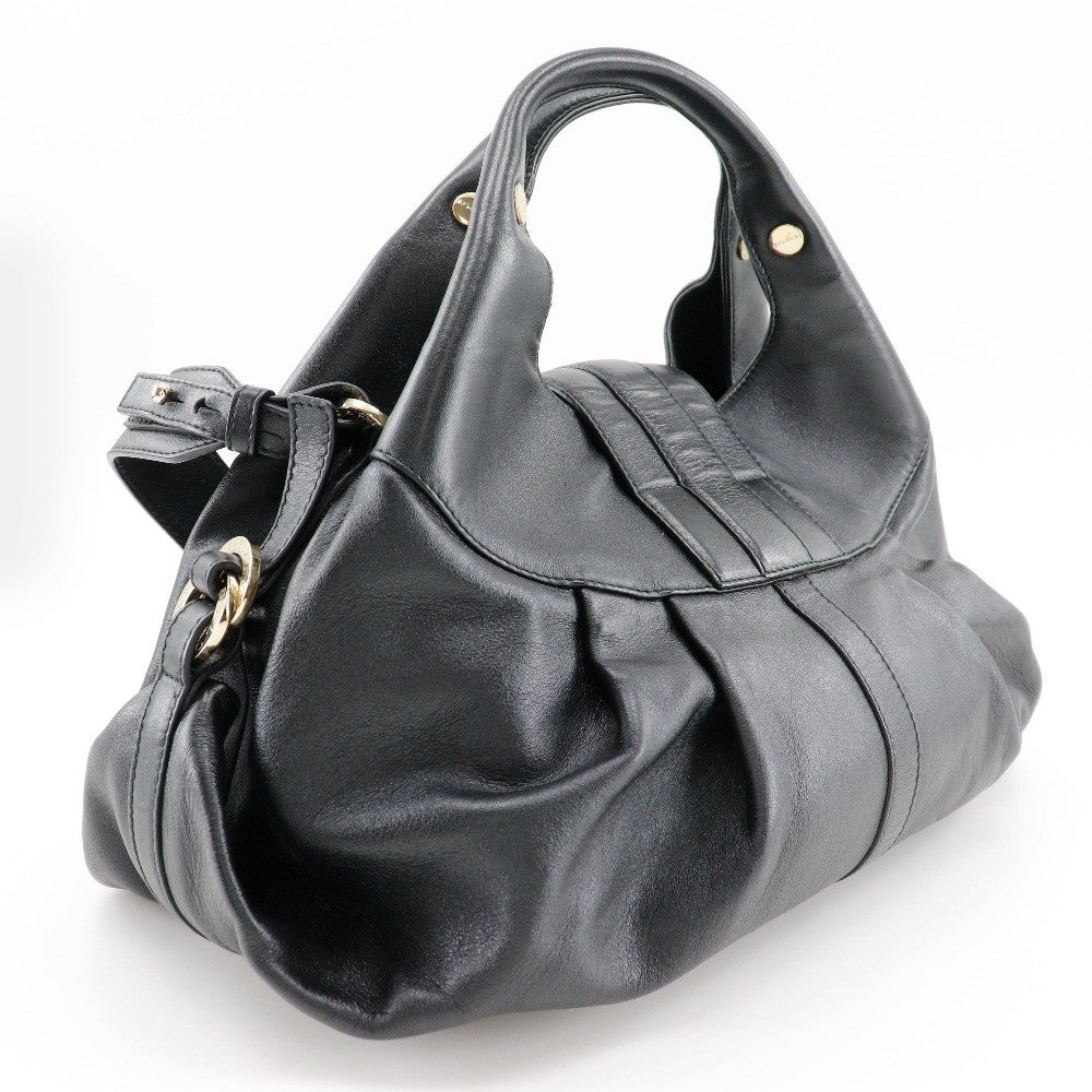 Bvlgari Chandra Hobo Leather Black Leather Handbag (Pre-Owned)