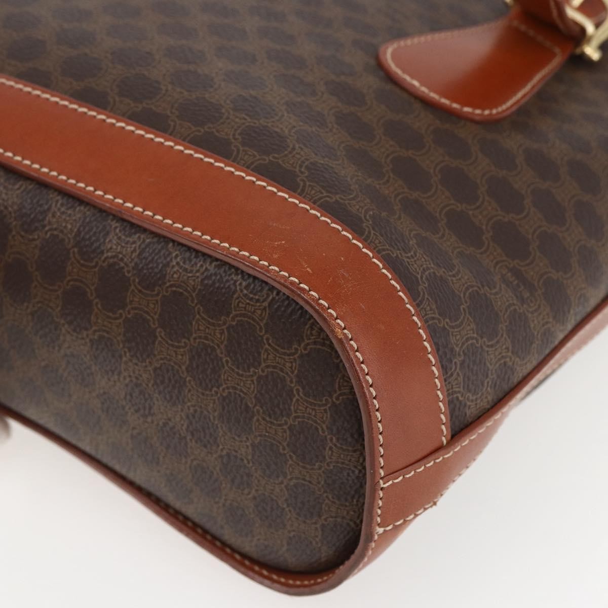 Celine Vintage Macadam Canvas And Leather Brown Canvas Handbag (Pre-Owned)