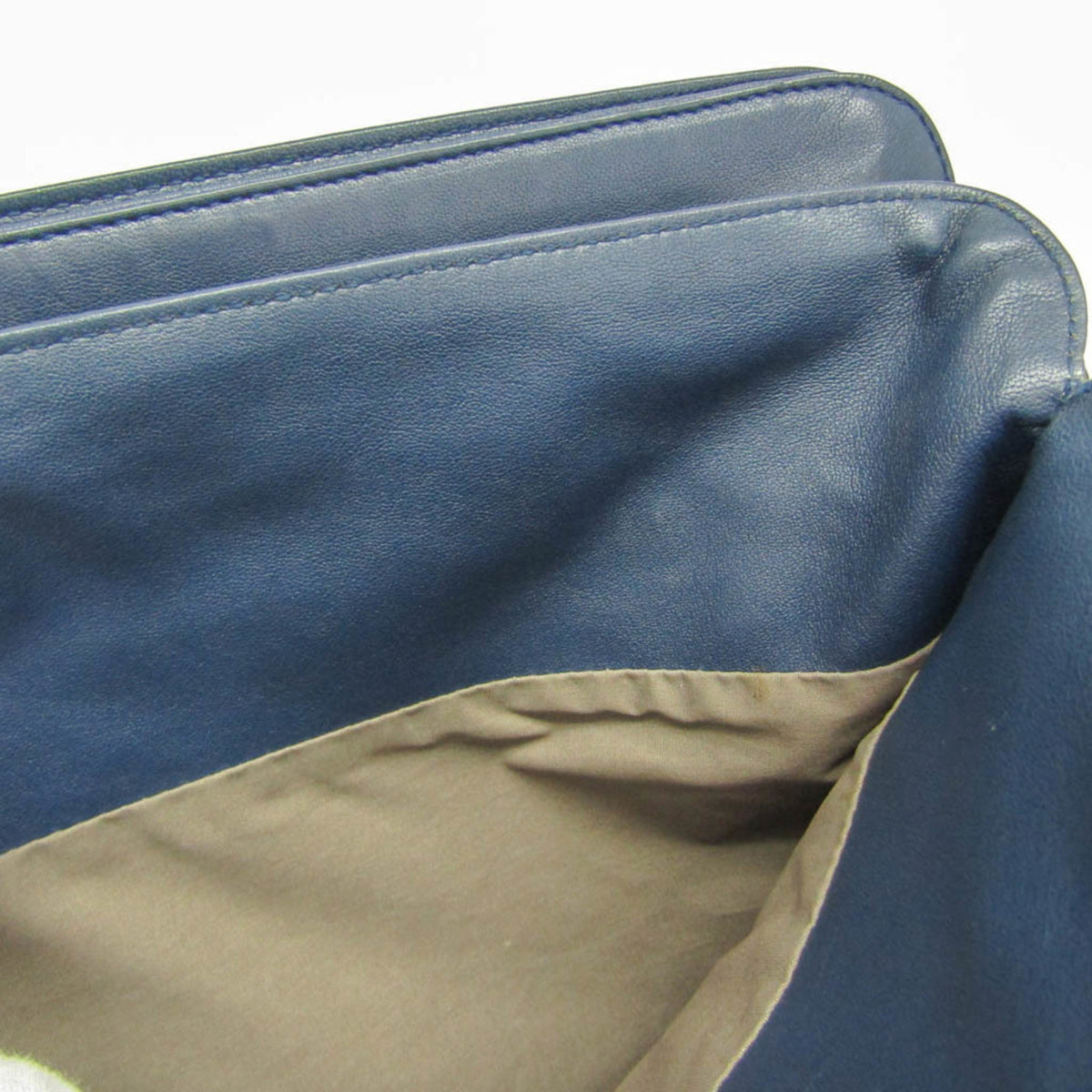 Bottega Veneta Intrecciato Leather Navy Leather Briefcase Bag (Pre-Owned)