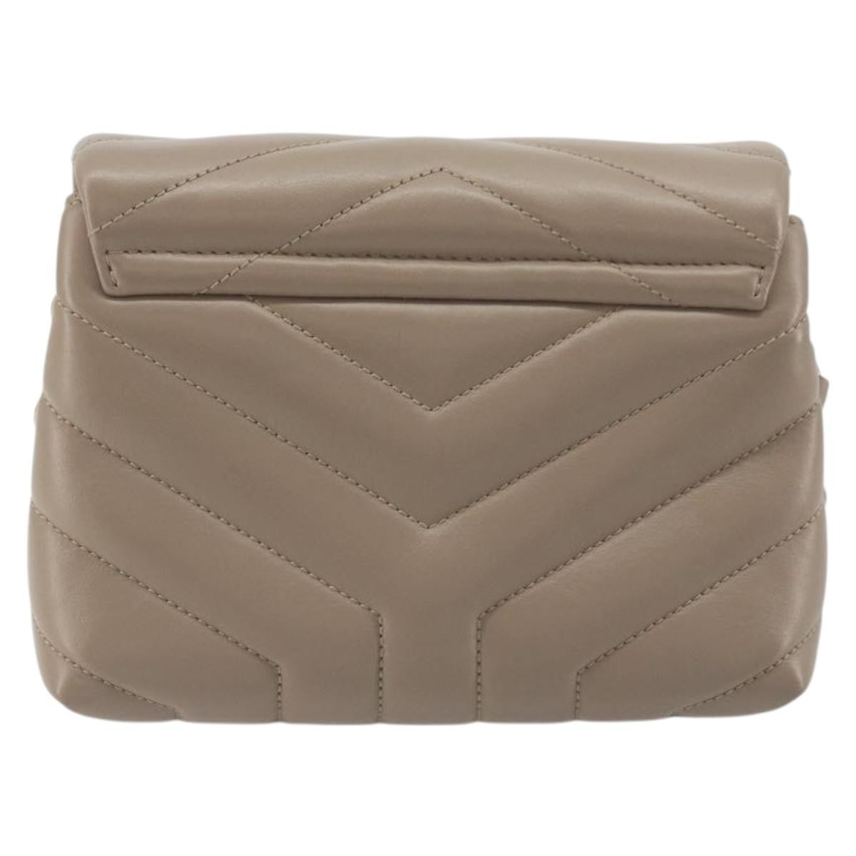 Saint Laurent Loulou Puffer Quilted Leather Beige Leather Shoulder Bag Bag (Pre-Owned)