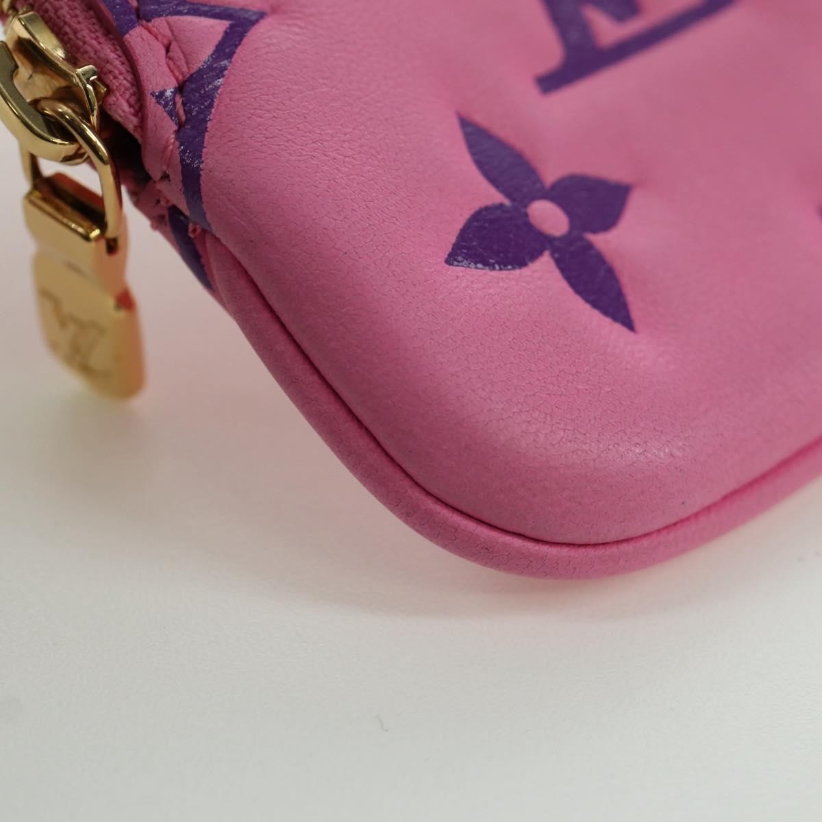 Louis Vuitton Lanyard Multipochette Coin Case Monogram Empreinte Pink Canvas Wallets Accessory (Pre-Owned)