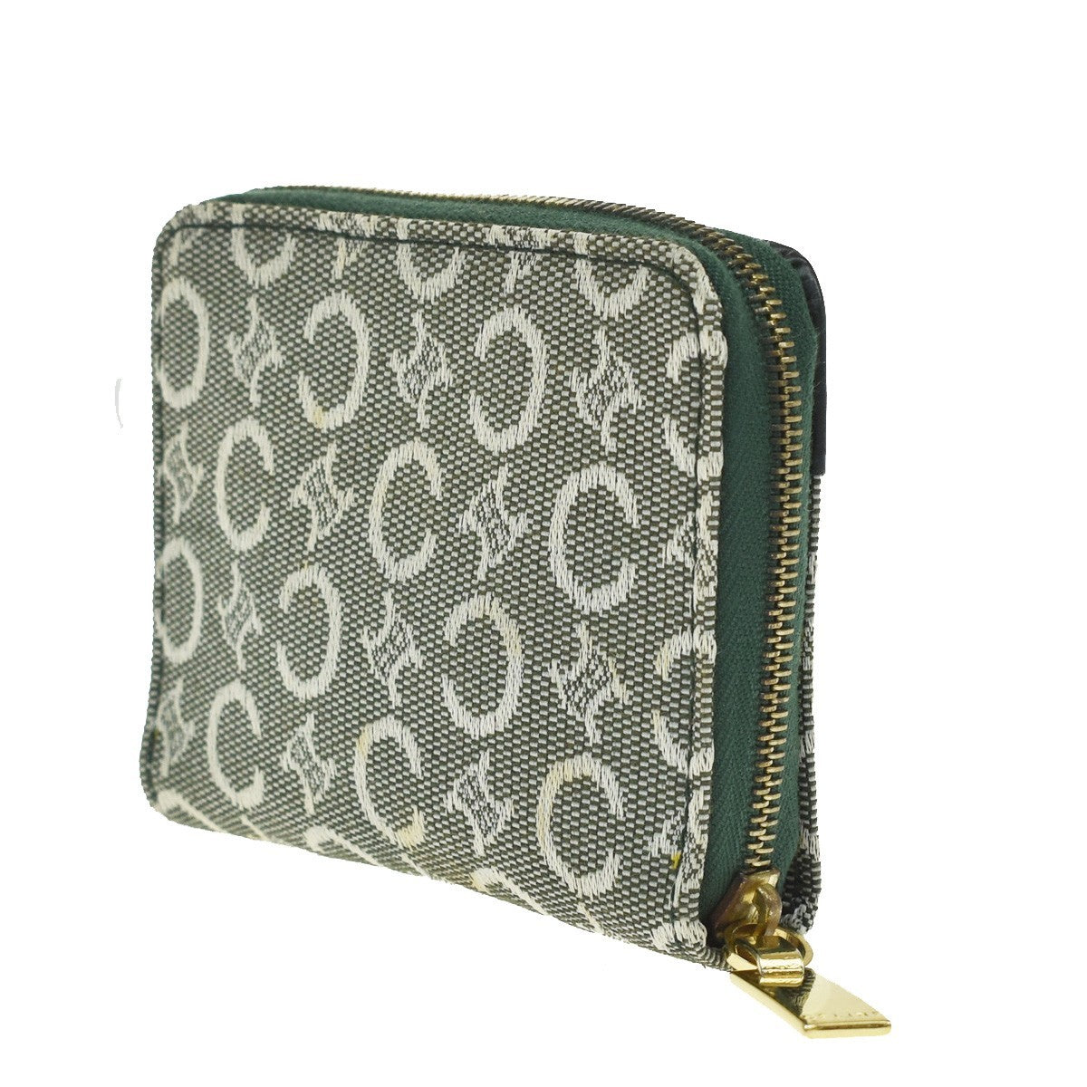 Celine Zipped Around Canvas Green Canvas Wallets Accessory (Pre-Owned)