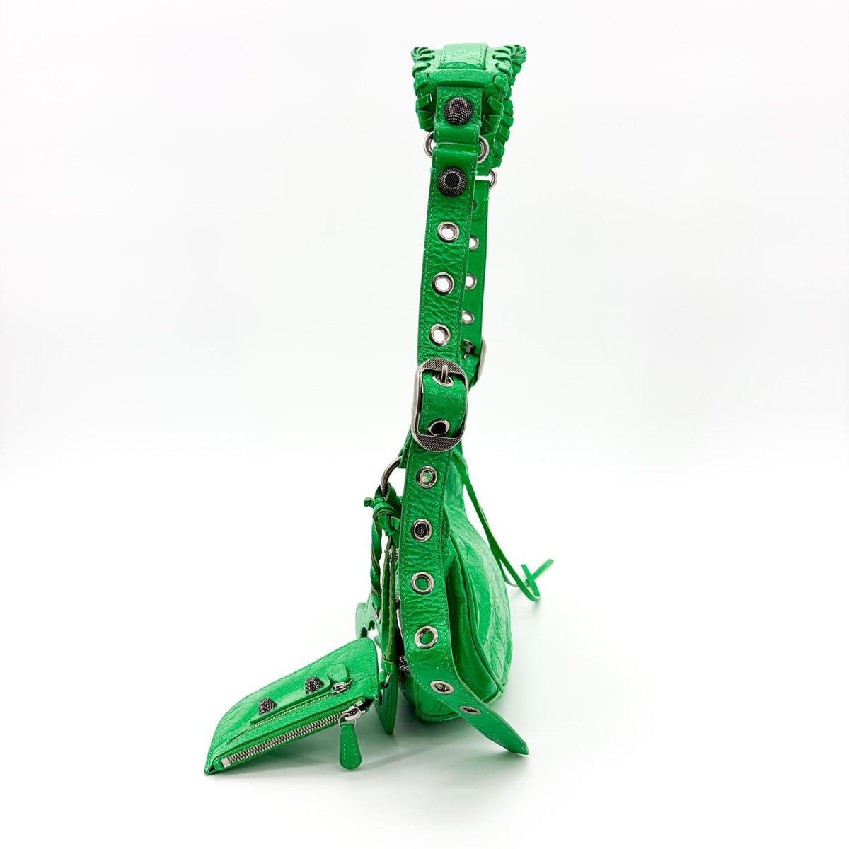 Balenciaga Le Cagole Giant Spikes Leather Green Leather Shoulder Bag Bag (Pre-Owned)