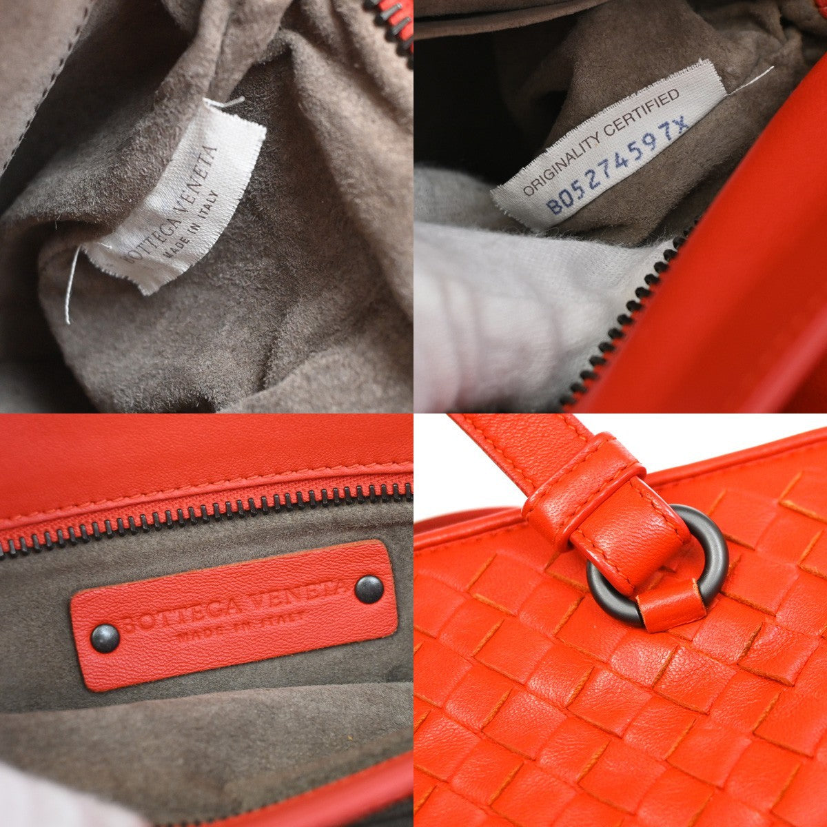 Bottega Veneta 2-Pocket Convertible Intrecciato Nappa Red Leather Tote Bag Bag (Pre-Owned)