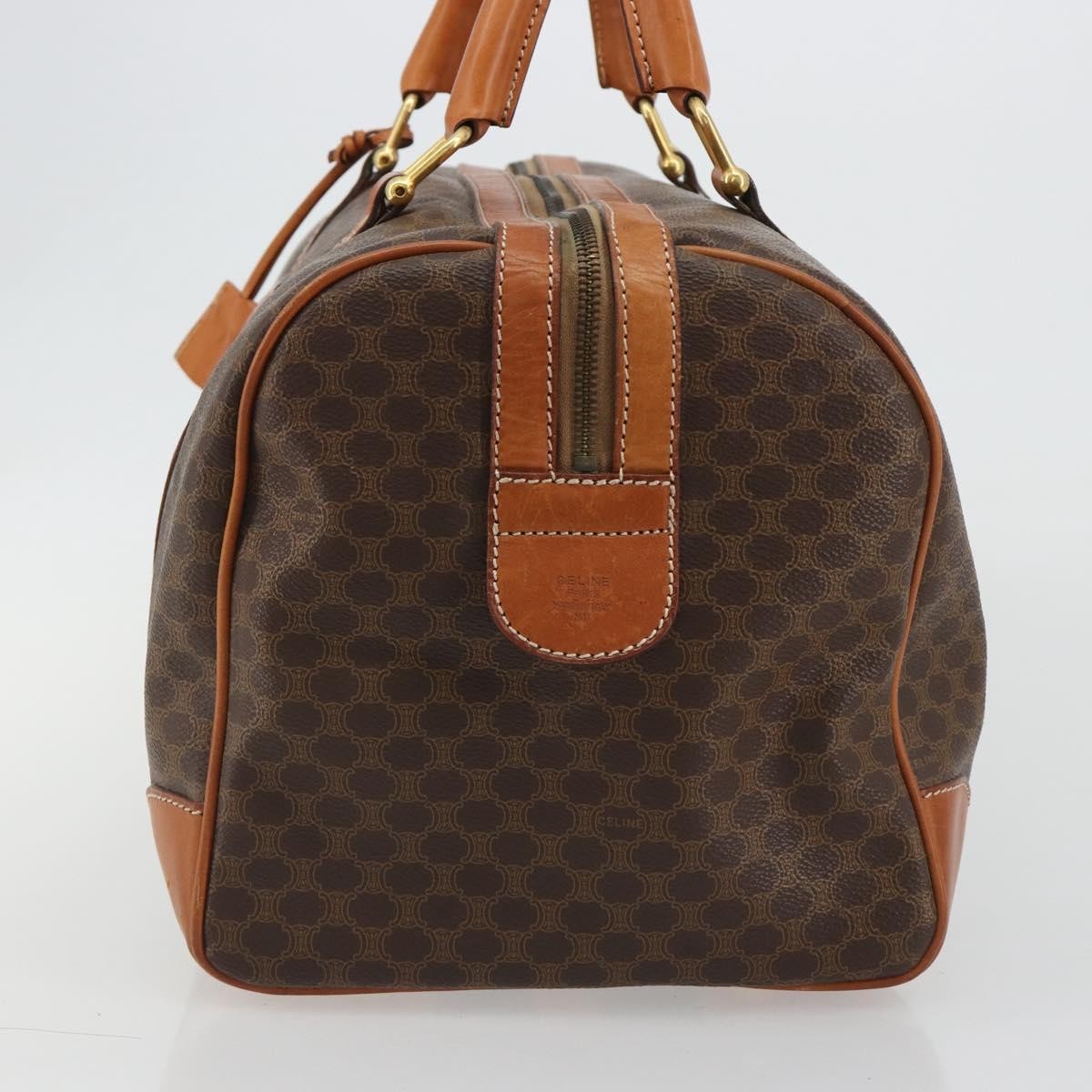 Celine Vintage Duffle Macadam Coated Canvas Brown Canvas Handbag (Pre-Owned)