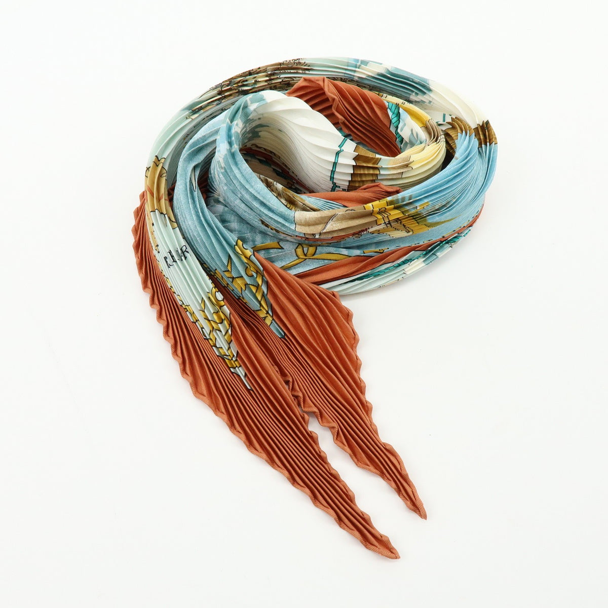Hermes Gronland Pleated Silk Brown Silk Scarve & Shawl Accessory (Pre-Owned)