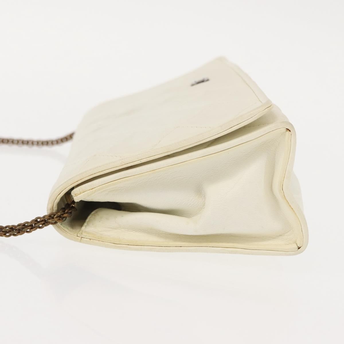 Chanel Full Flap Wallet On Chain Quilted Lambskin White Leather Clutche & Pouche Bag (Pre-Owned)