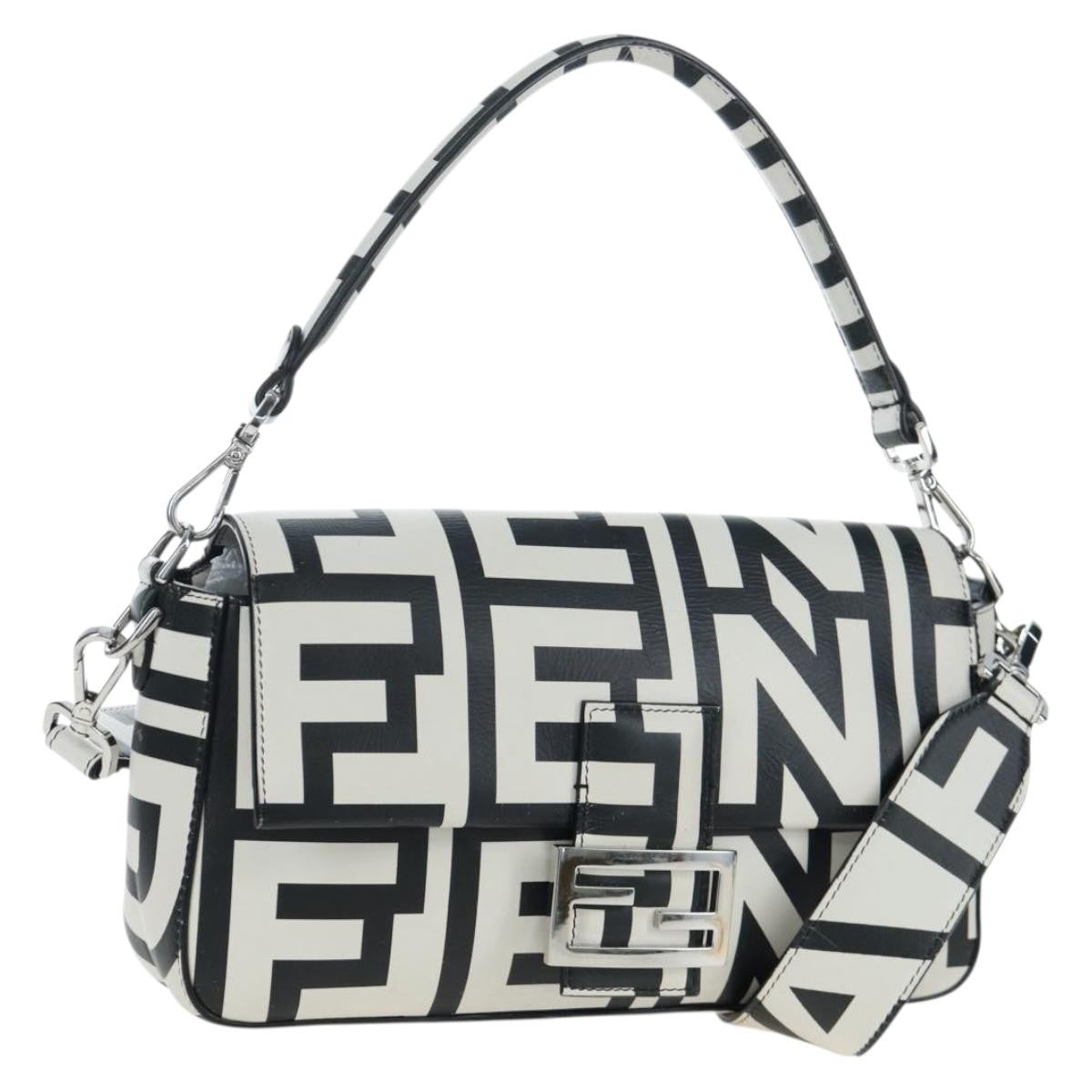 Fendi X Marc Jacobs Baguette Nm Printed Leather Black Leather Handbag (Pre-Owned)