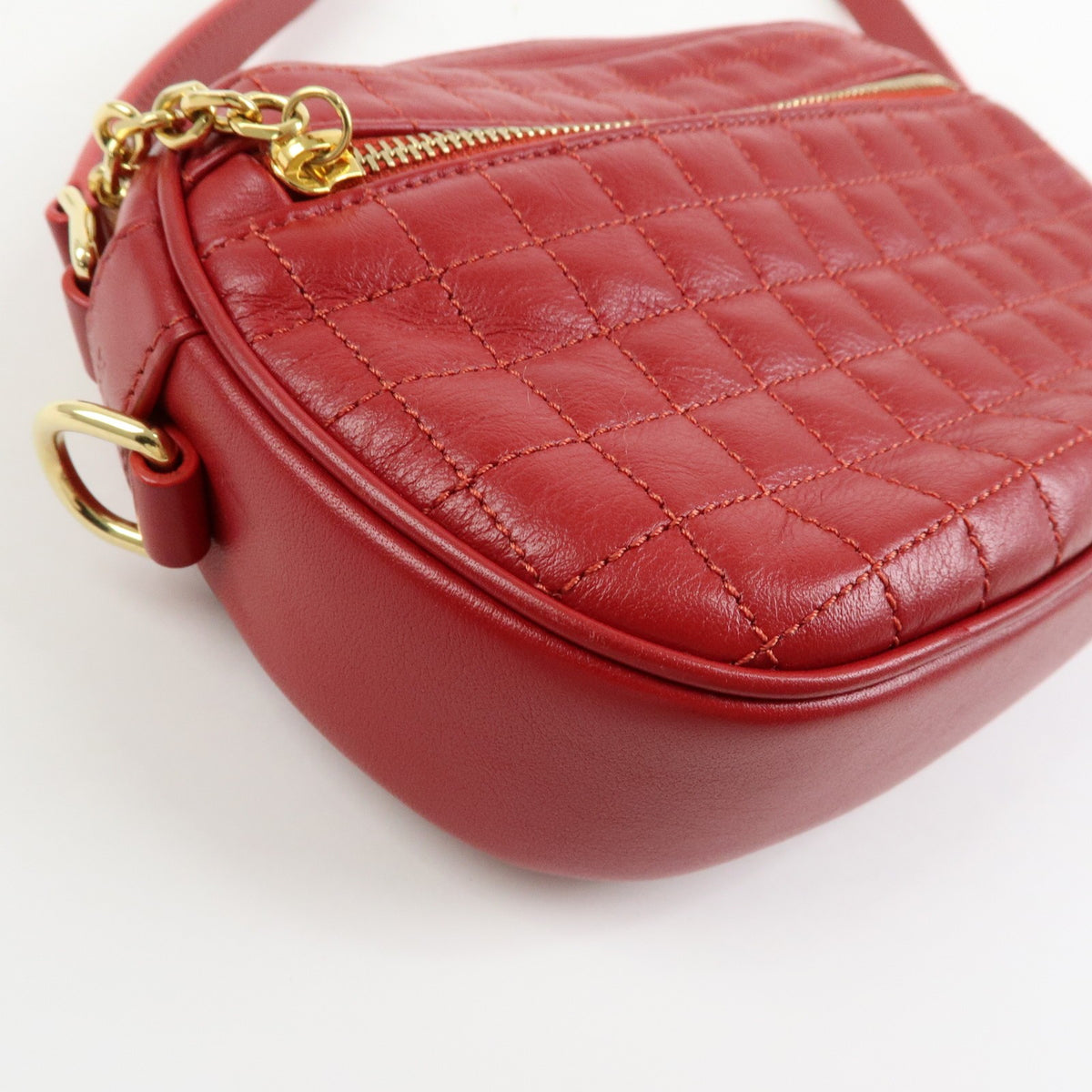 Celine C Charm Camera Quilted Leather Red Leather Handbag (Pre-Owned)