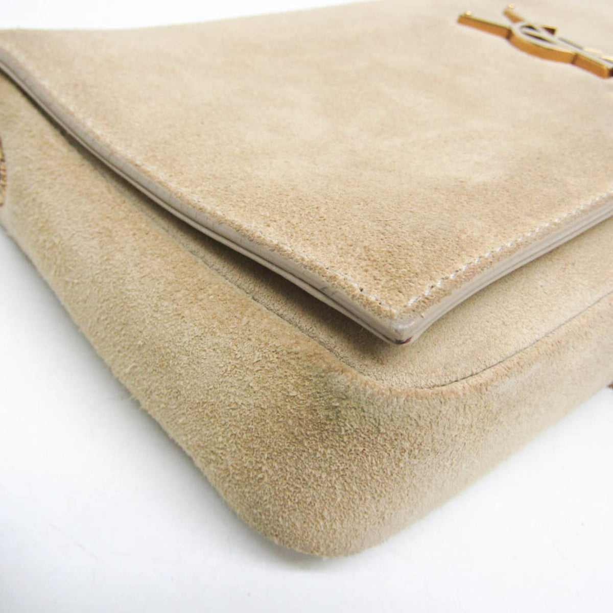 Saint Laurent Classic Monogram Tassel Clutch Suede Beige Suede Clutche & Pouche Bag (Pre-Owned)