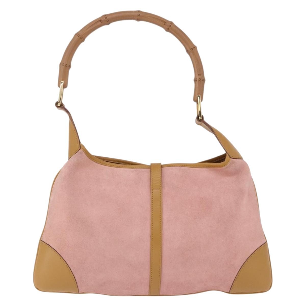 Gucci Bamboo Jackie Suede Pink Suede Handbag (Pre-Owned)