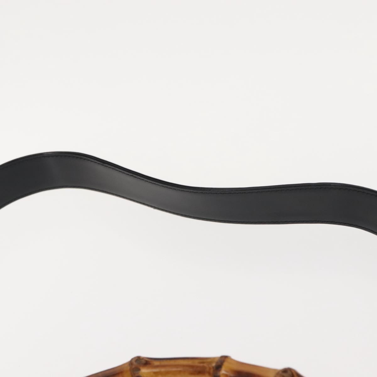 Gucci Vintage Bamboo Handle Nylon Black Nylon Handbag (Pre-Owned)