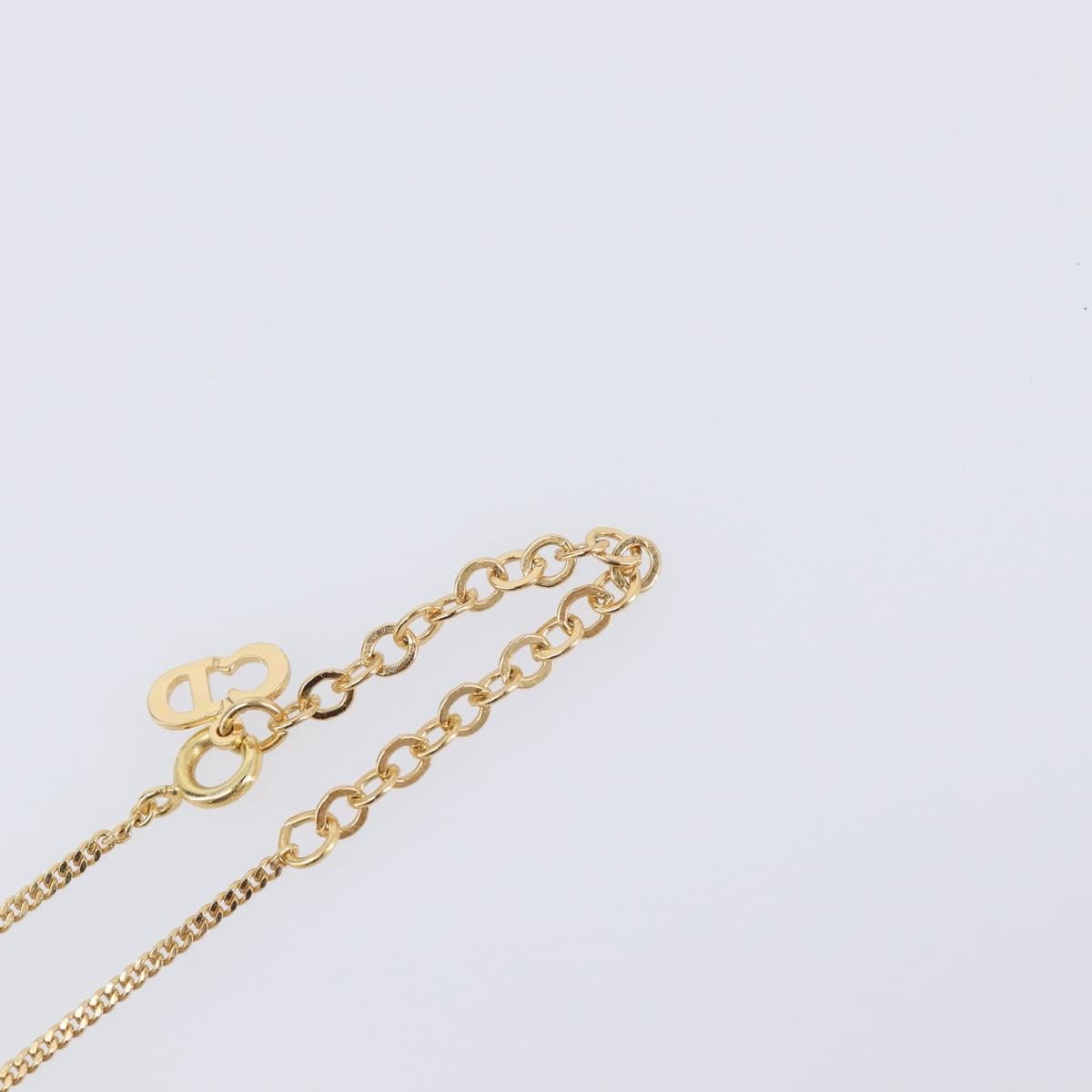 Christian Dior Cd Long Metal With Beads Gold Metal Necklace Jewelry (Pre-Owned)