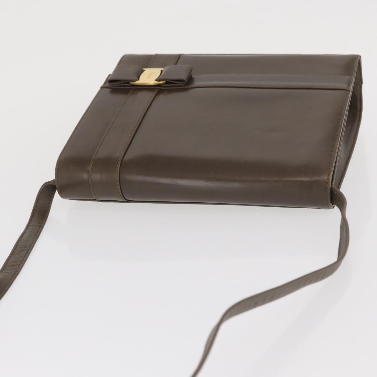 Salvatore Ferragamo Vara Leather Brown Leather Shoulder Bag Bag (Pre-Owned)