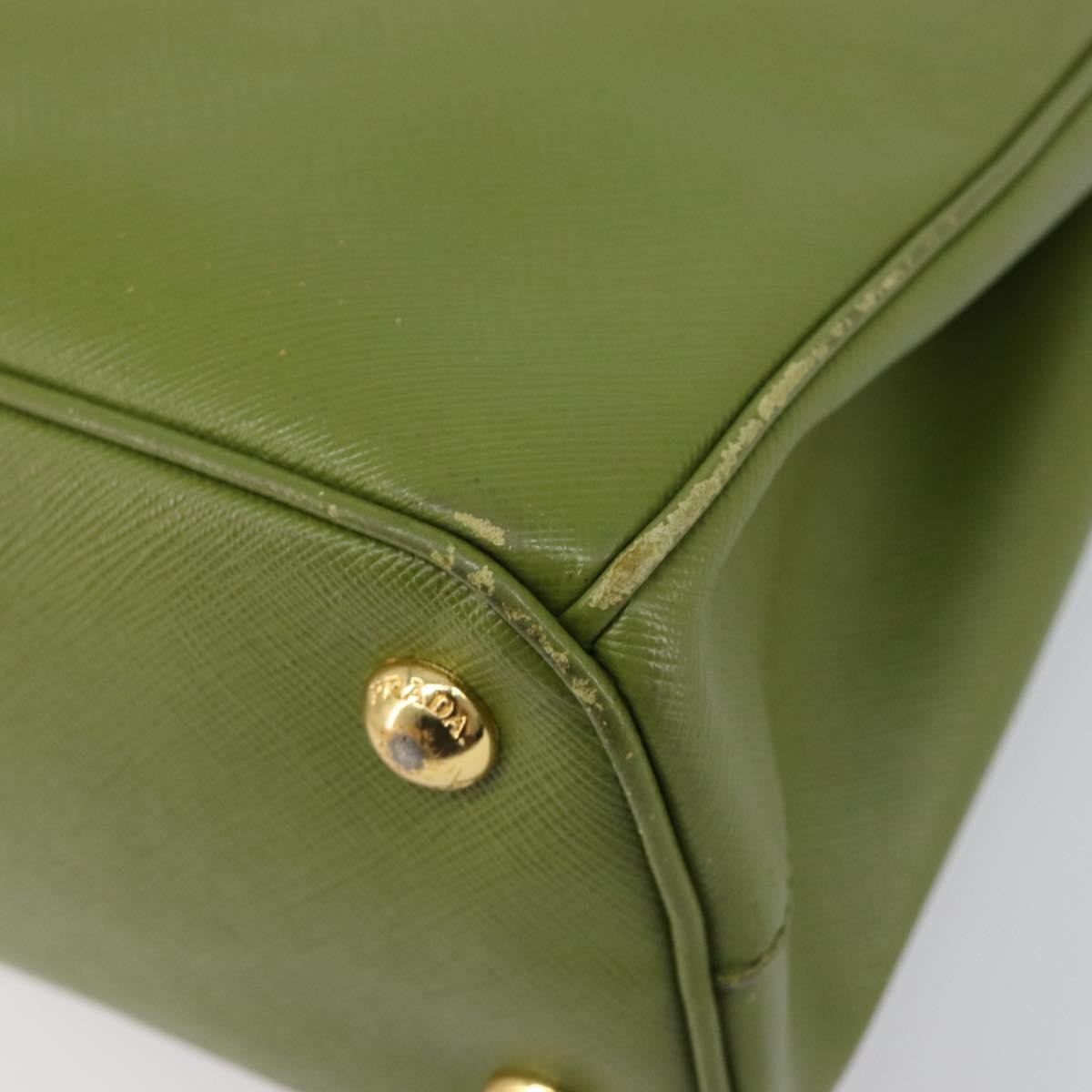 Prada Galleria  Strap Leather Green Leather Handbag (Pre-Owned)