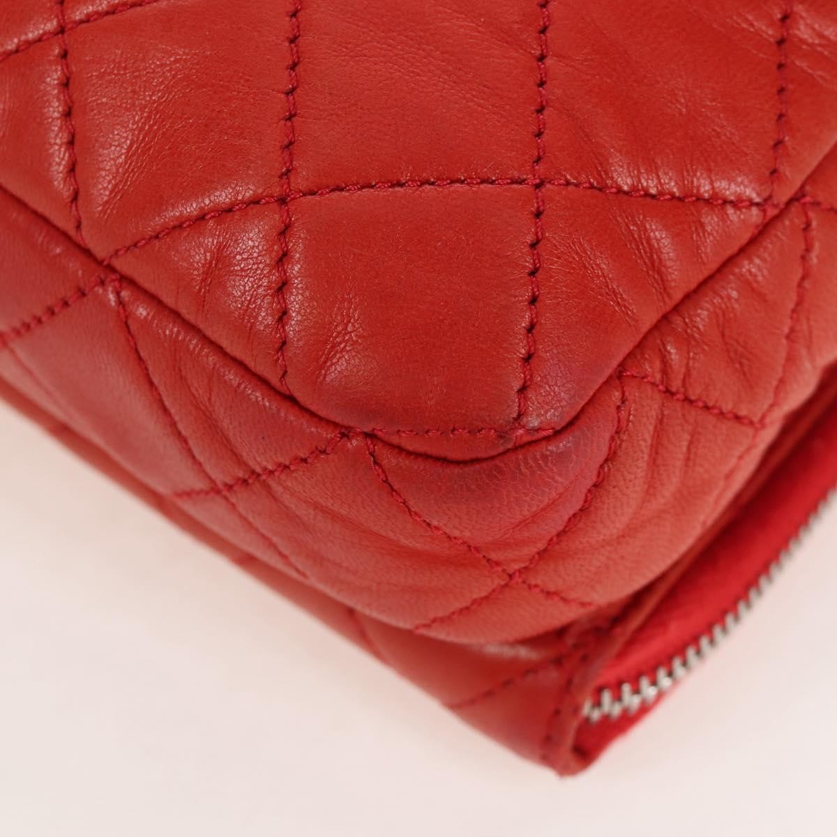 Chanel Wallet On Chain Flap Quilted Calfskin Red Leather Handbag (Pre-Owned)