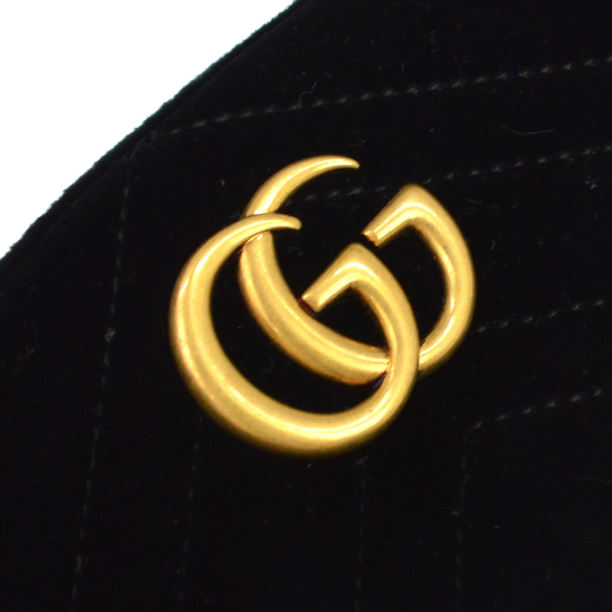 Gucci Gg Marmont Belt Embellished Matelasse Velvet Black Velvet Handbag (Pre-Owned)