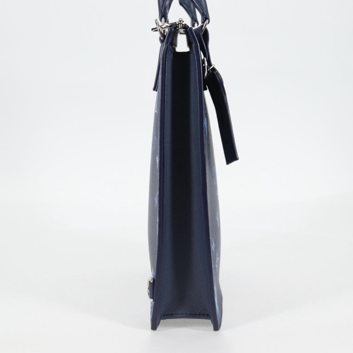Louis Vuitton Sac Plat Zipped Limited Edition Monogram Ink Watercolor Leather Blue Canvas Handbag (Pre-Owned)