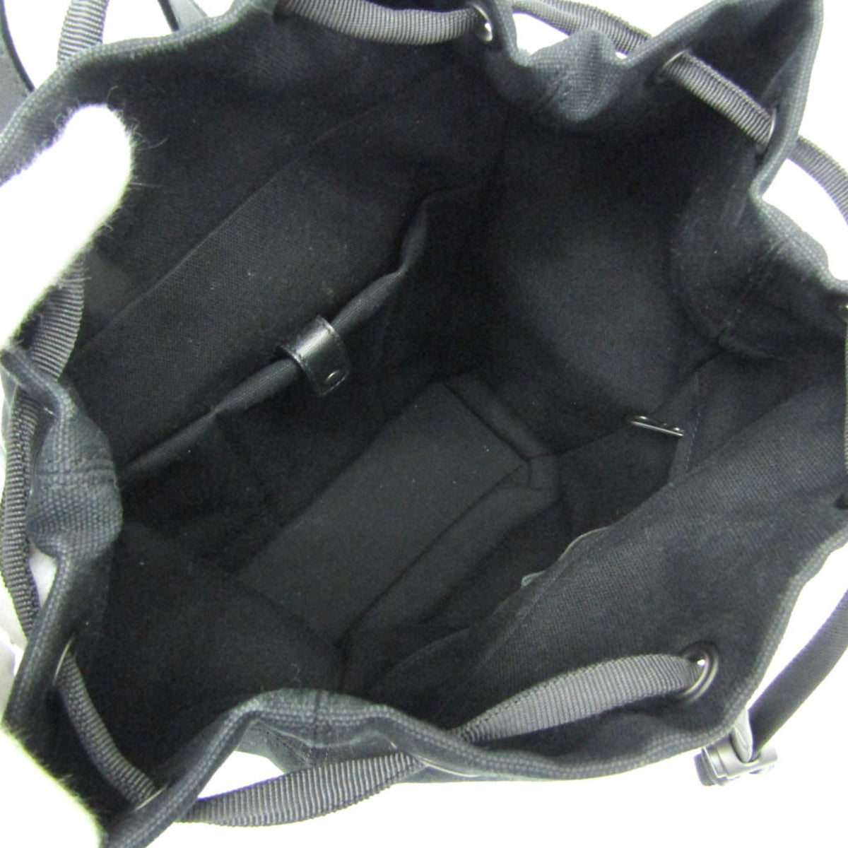 Bottega Veneta Drawstring Printed Canvas With Intrecciato Leather Black Canvas Backpack Bag (Pre-Owned)
