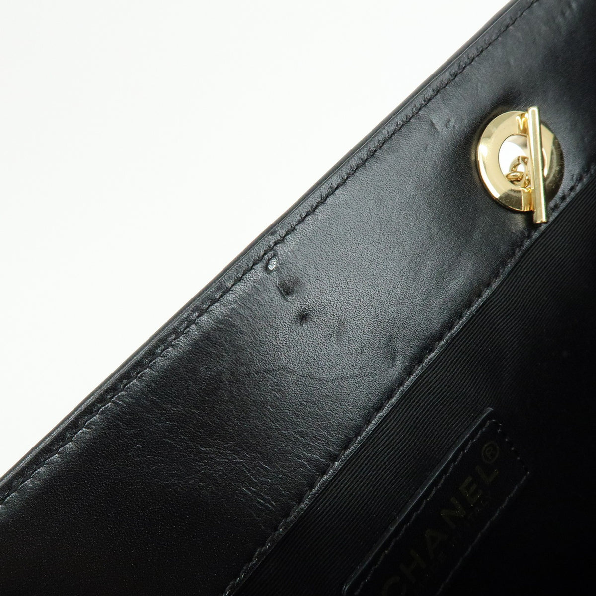 Chanel Vintage Coco Chain Shopping Printed Canvas Black Canvas Tote Bag Bag (Pre-Owned)