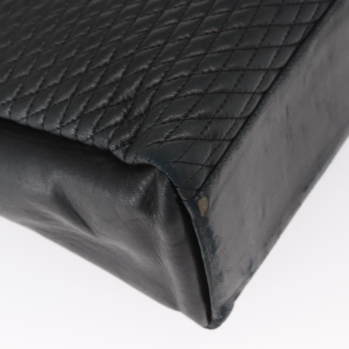 Bally Vintage Quilted Leather Black Leather Tote Bag Bag (Pre-Owned)