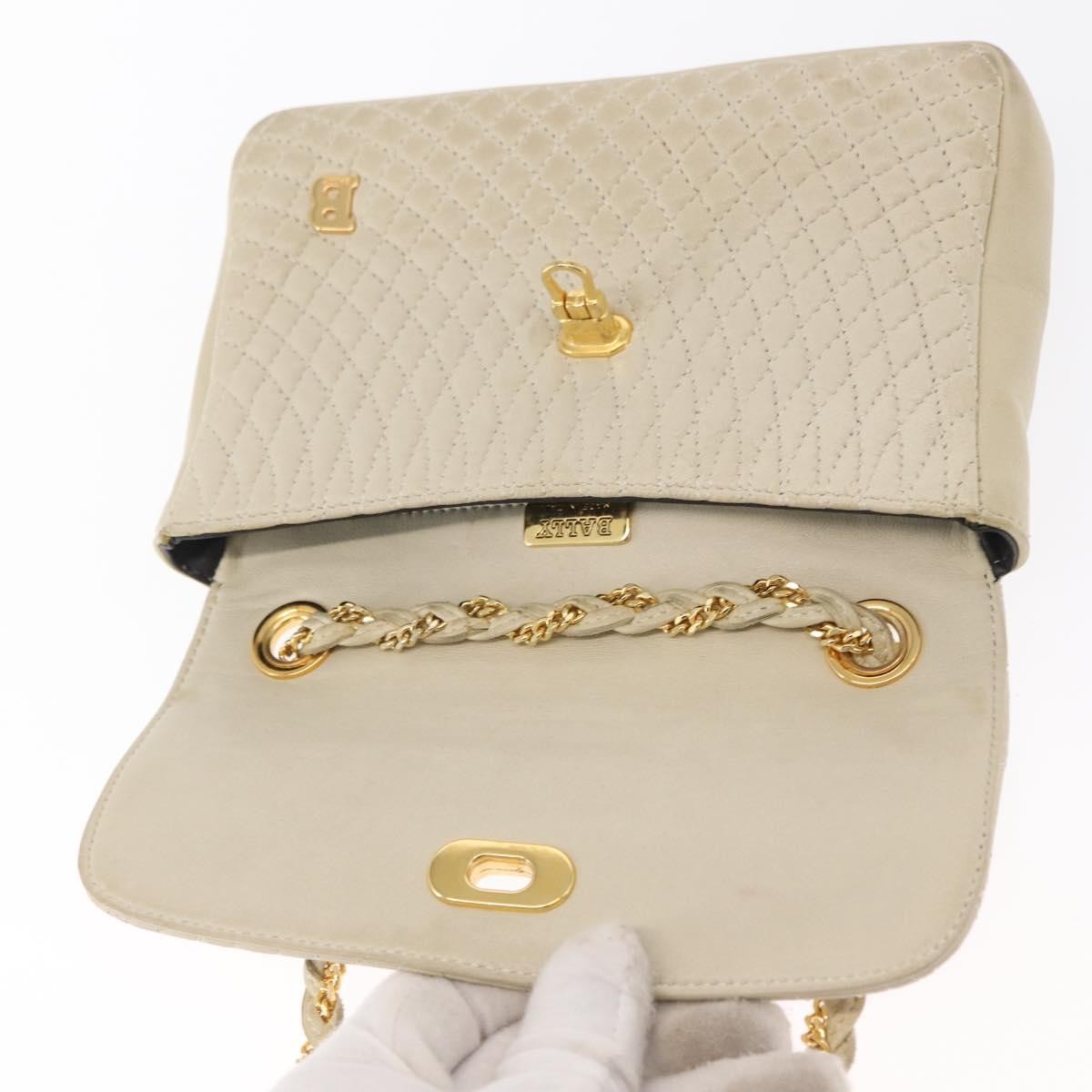 Bally Vintage Chain Quilted Leather Beige Leather Shoulder Bag Bag (Pre-Owned)