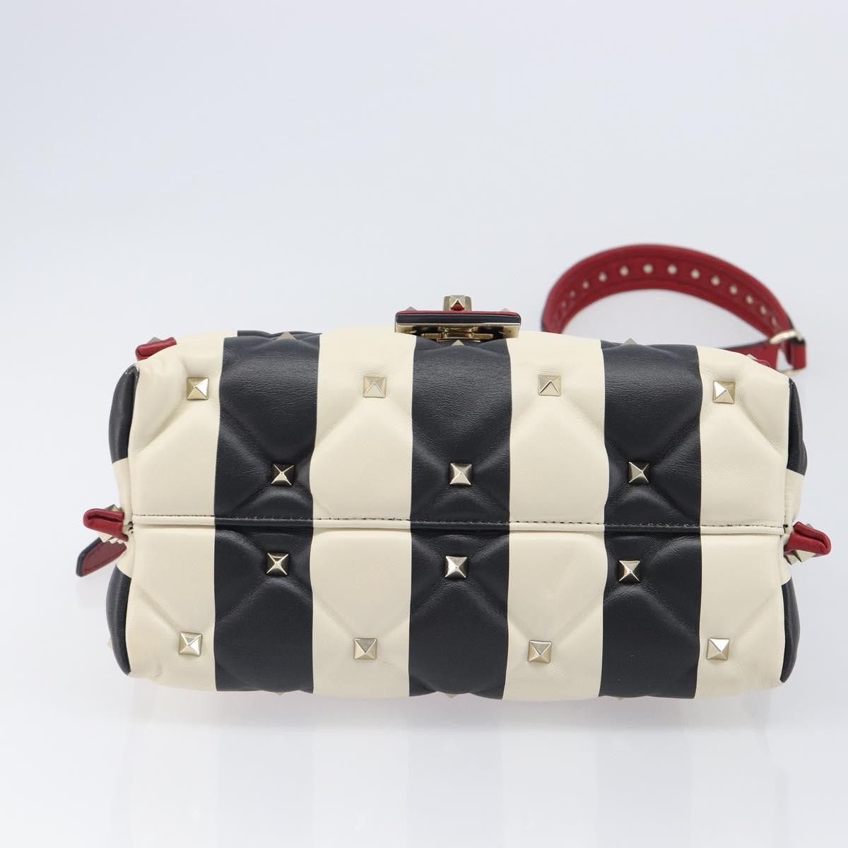 Valentino Garavani Candystud Top Handle Leather Red Leather Handbag (Pre-Owned)