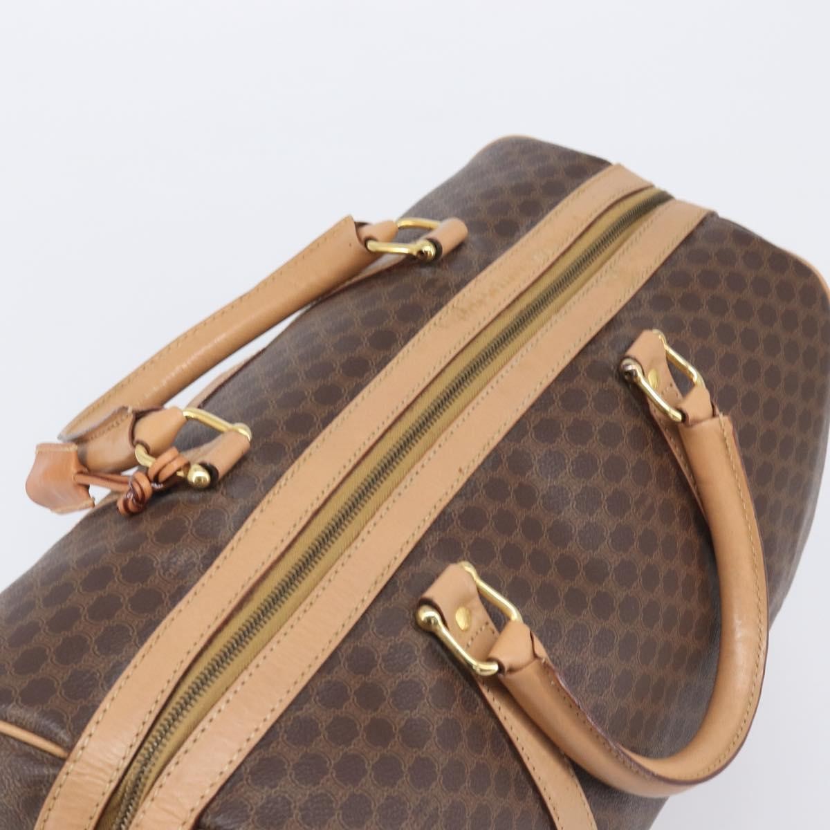Celine Vintage Duffle Macadam Coated Canvas Brown Pvc Handbag (Pre-Owned)