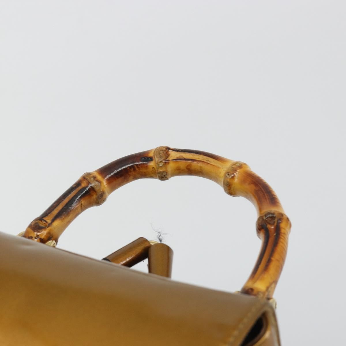 Gucci Vintage Bamboo Patent Gold Patent_Leather Backpack Bag (Pre-Owned)