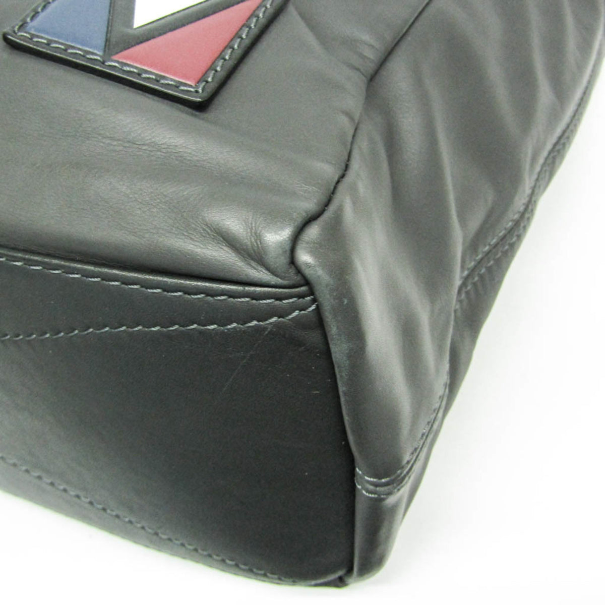 Louis Vuitton V Line Move Gaston Leather Gray Leather Handbag (Pre-Owned)