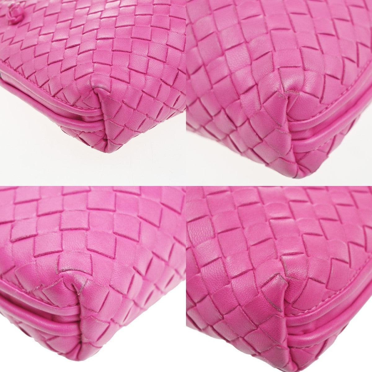 Bottega Veneta Nodini Intrecciato Nappa Pink Leather Shoulder Bag Bag (Pre-Owned)