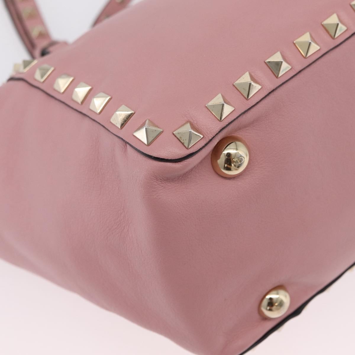 Valentino Garavani Rockstud Soft Leather Pink Leather Tote Bag Bag (Pre-Owned)