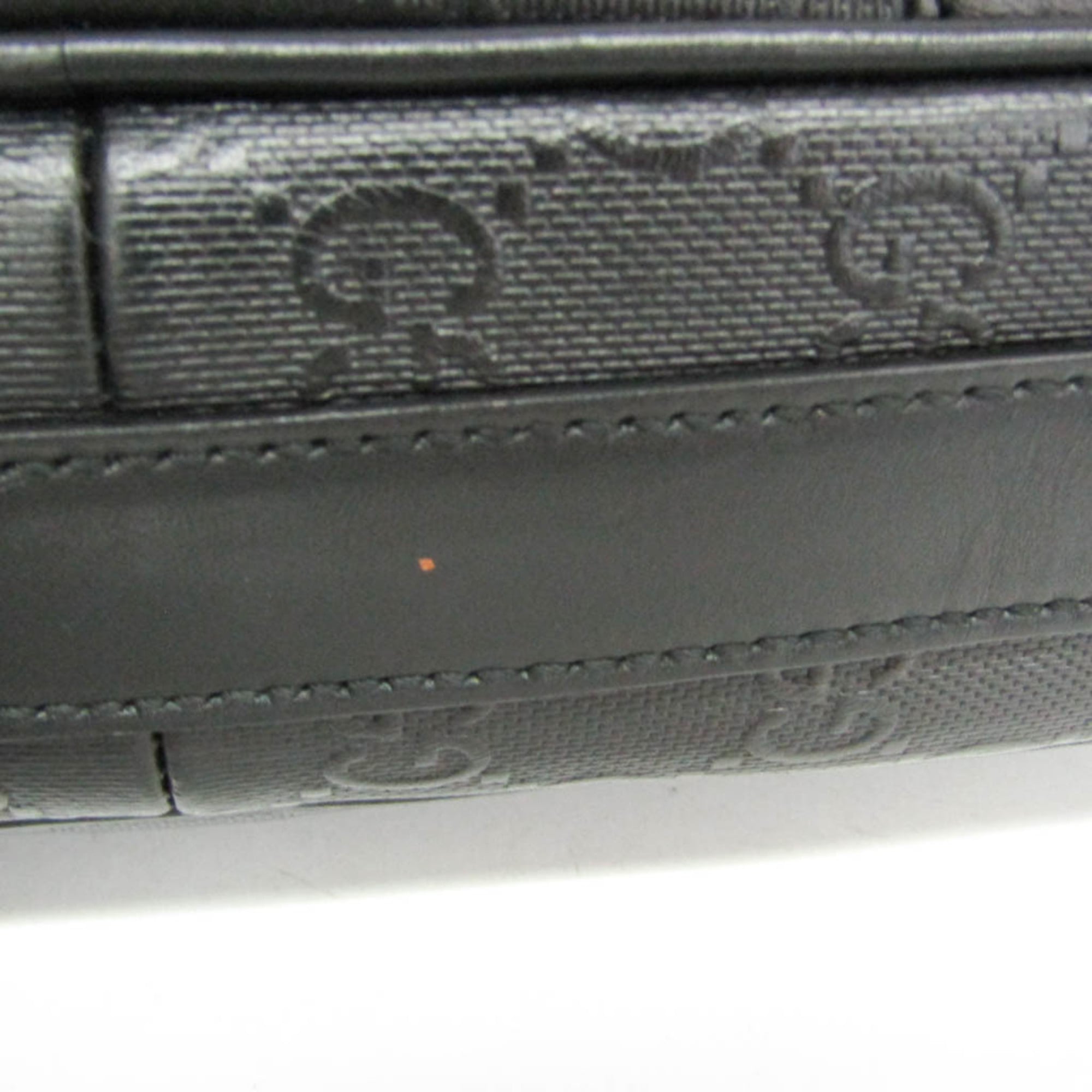 Gucci Convertible Briefcase Guccissima Leather Black Leather Briefcase Bag (Pre-Owned)