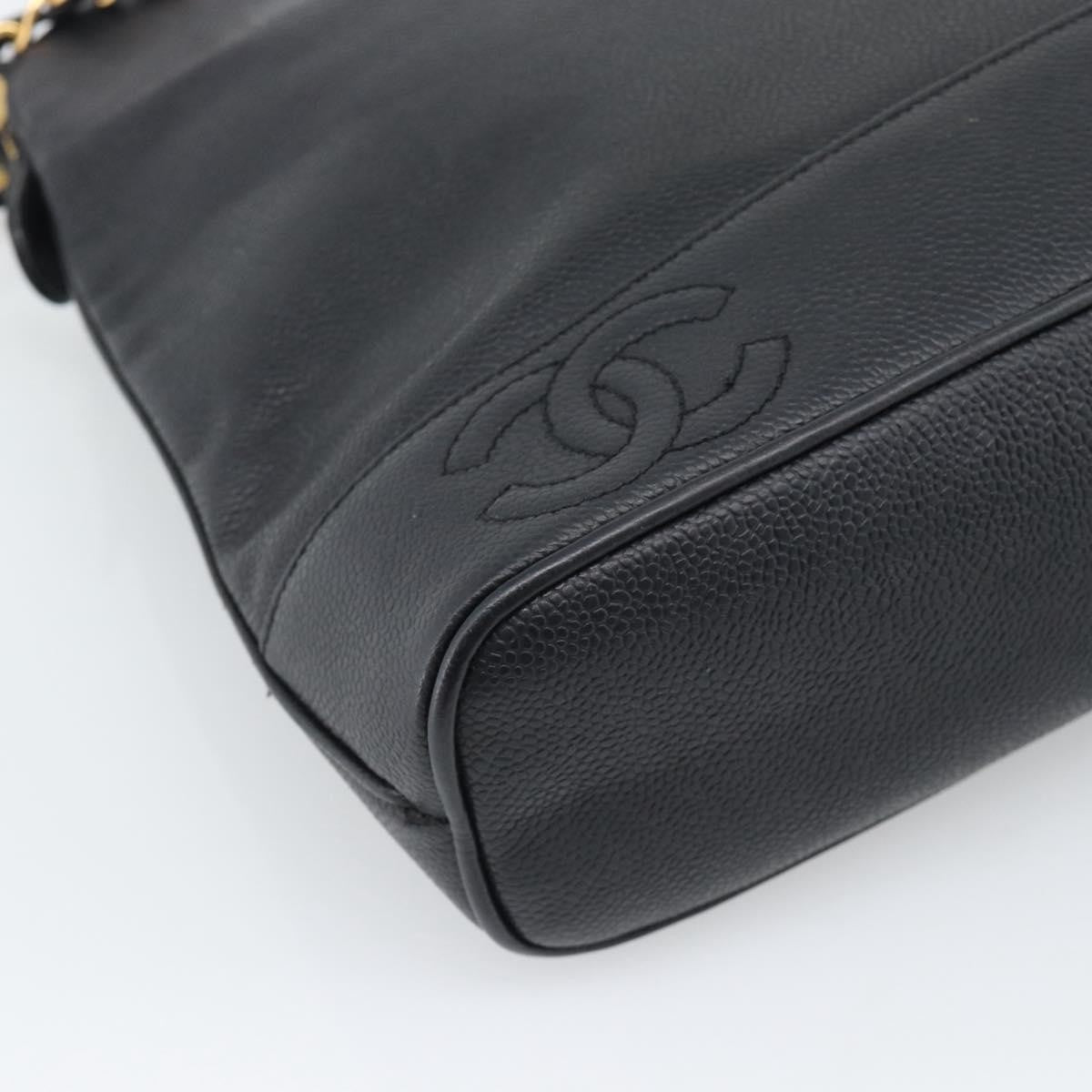 Chanel Triple Cc Chain Shoulder Caviar Leather Black Leather Shoulder Bag Bag (Pre-Owned)