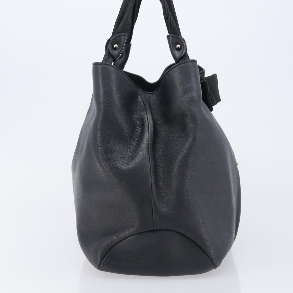 Salvatore Ferragamo Vala Tote Leather Black Leather Tote Bag Bag (Pre-Owned)