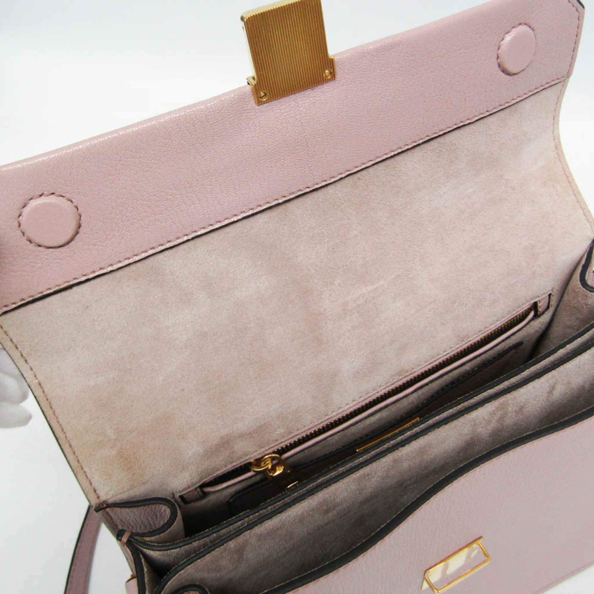 Miu Miu Madras Convertible Compartment Top Handle Leather Pink Leather Handbag (Pre-Owned)