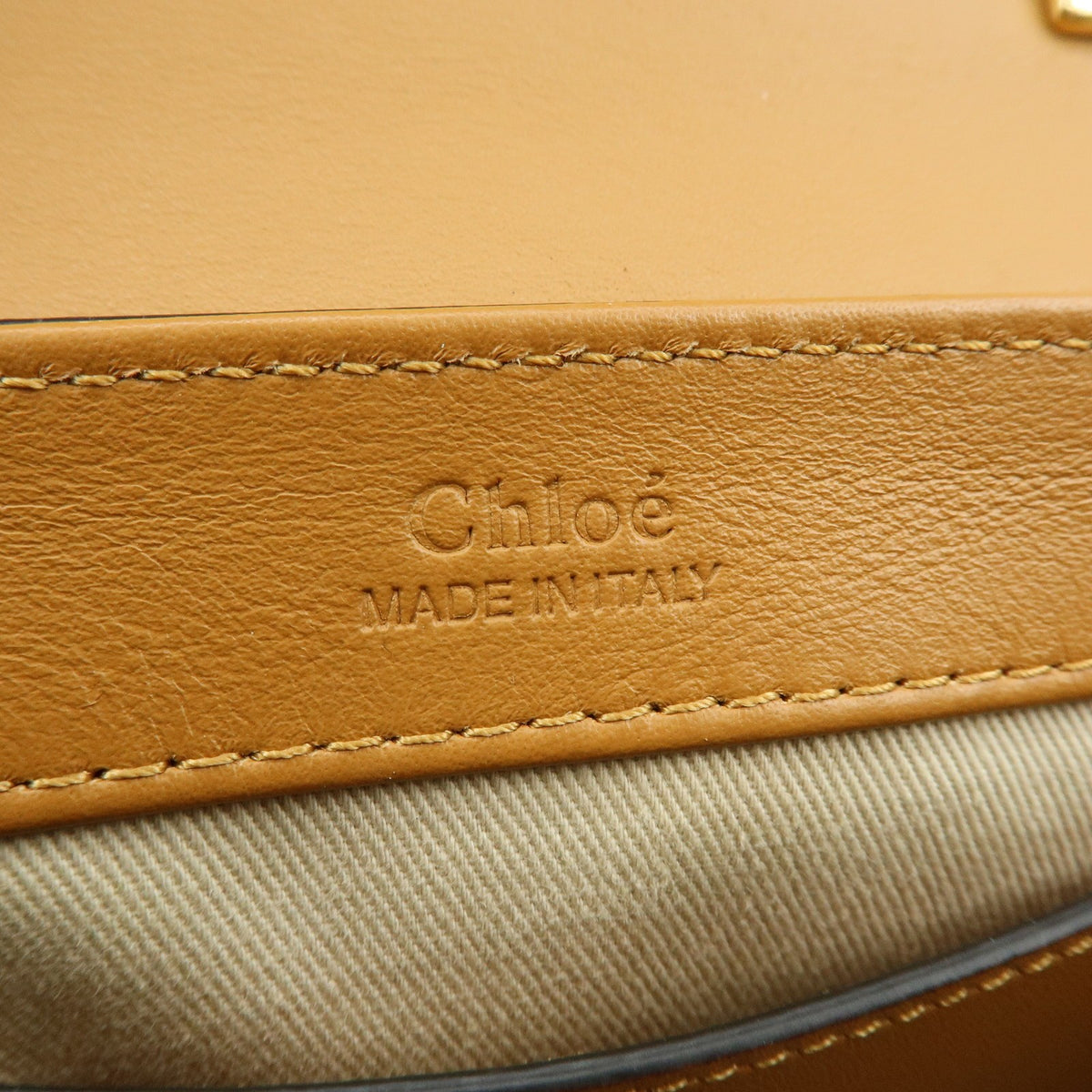 Chloe C Flap Crocodile Embossed Leather Brown Leather Handbag (Pre-Owned)