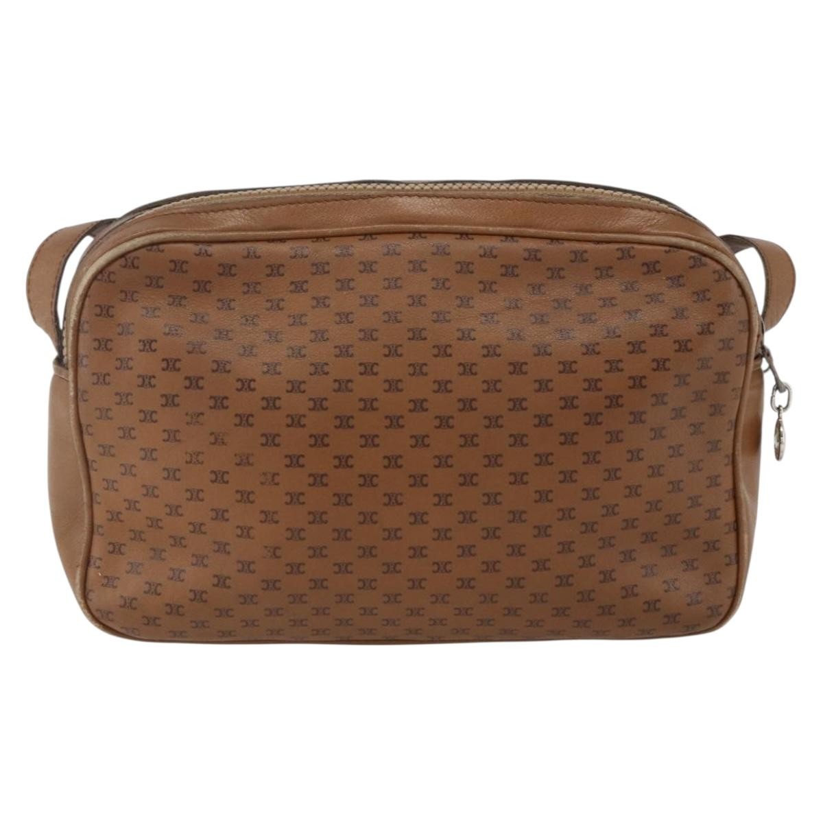 Celine Vintage Macadam Canvas And Leather Brown Canvas Shoulder Bag Bag (Pre-Owned)