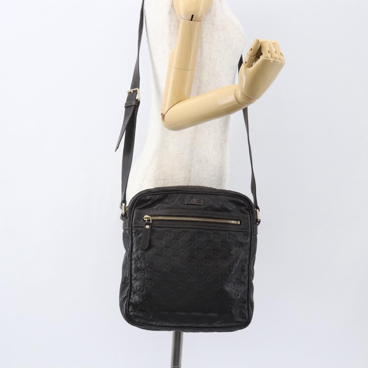 Gucci Front Zip Messenger Guccissima Leather Brown Leather Shoulder Bag Bag (Pre-Owned)