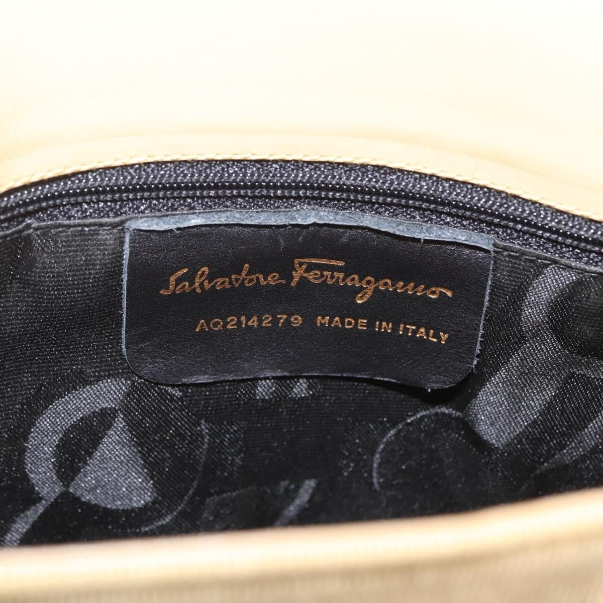 Salvatore Ferragamo Gancini Tote Canvas Beige Canvas Tote Bag Bag (Pre-Owned)