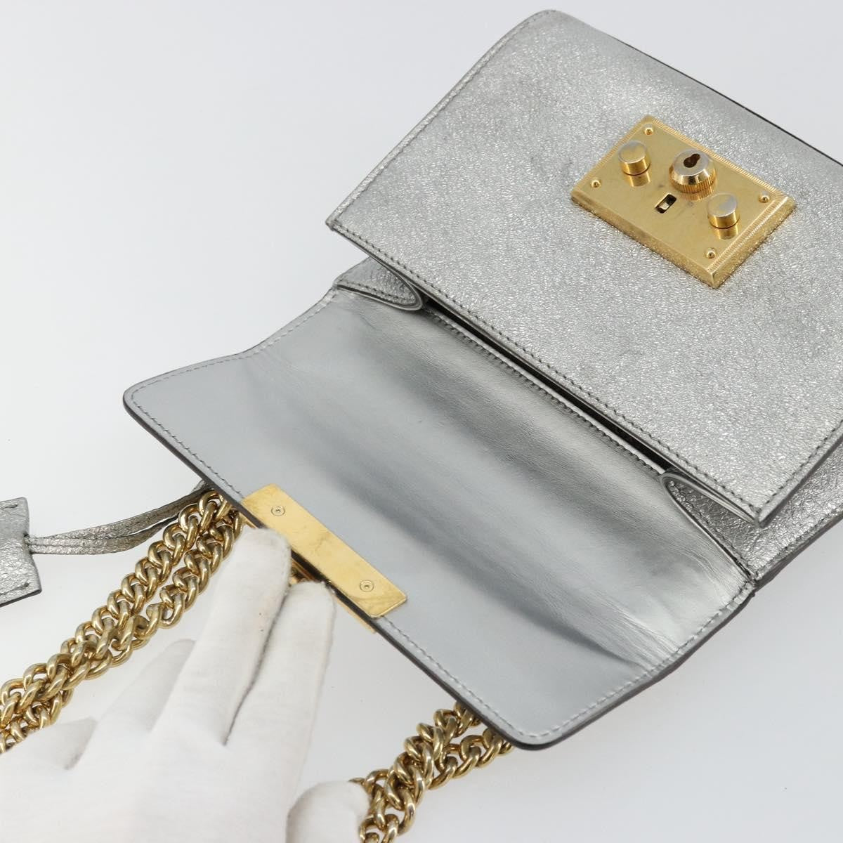 Gucci Padlock Shoulder Bag Nm Gg Coated Canvas And Leather Silver Leather Shoulder Bag Bag (Pre-Owned)