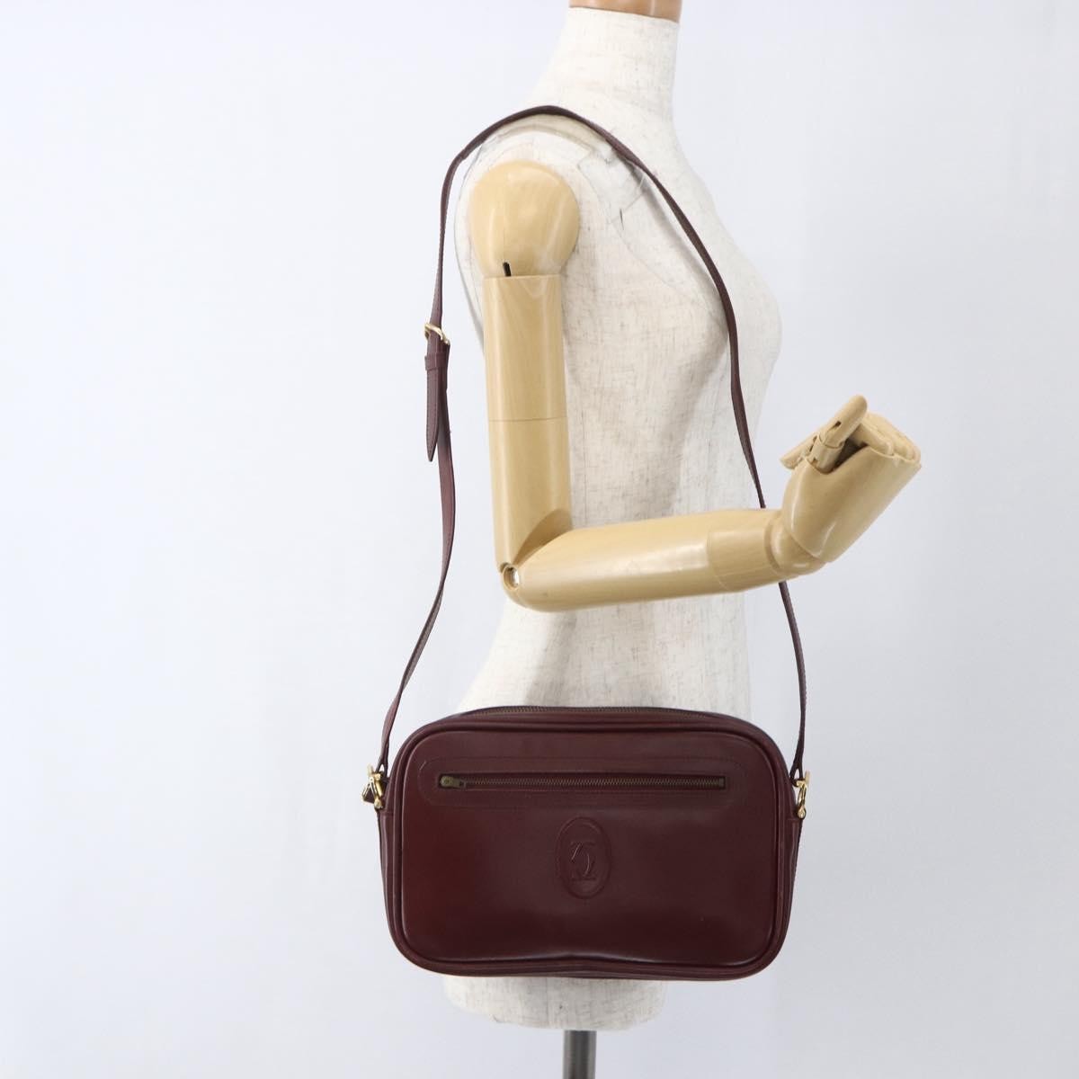 Cartier Must De Cartier Leather Burgundy Leather Shoulder Bag Bag (Pre-Owned)