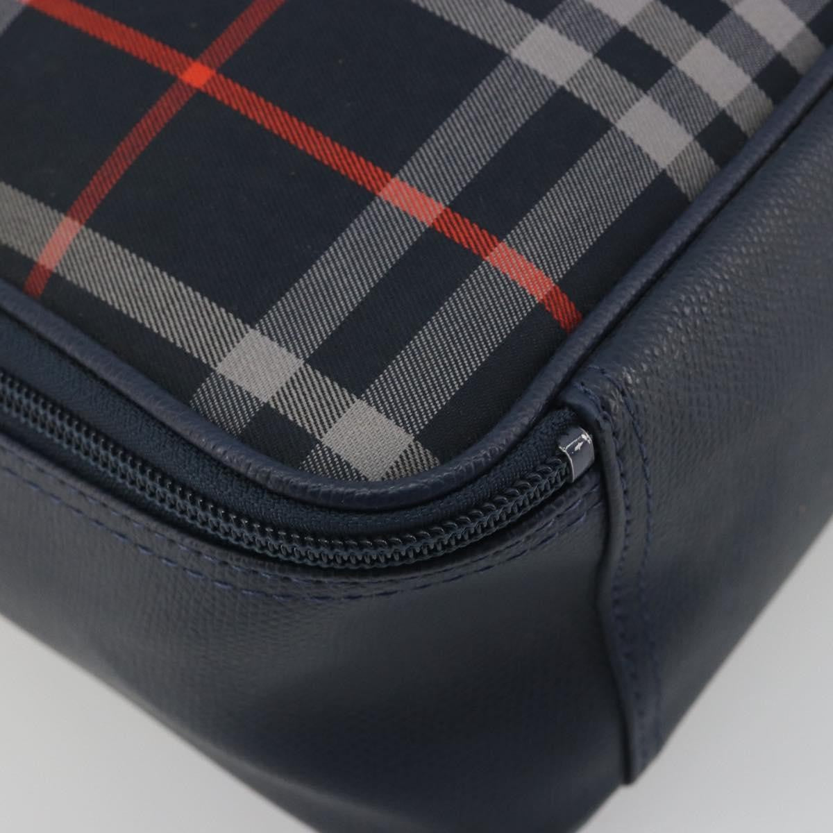 Burberry Nova Check Nova Check Canvas And Leather Navy Leather Handbag (Pre-Owned)