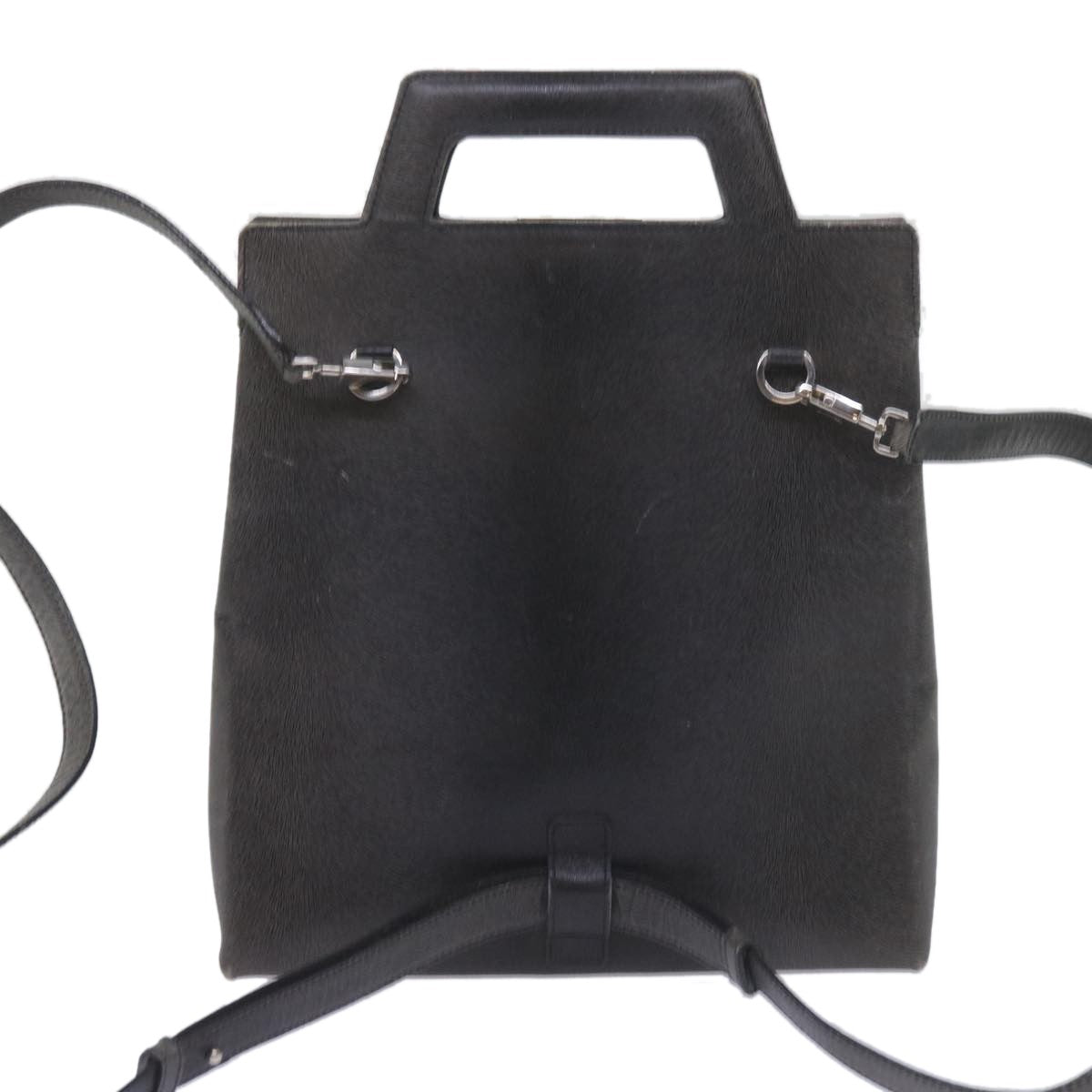 Salvatore Ferragamo Gancini Leather Gray Leather Handbag (Pre-Owned)