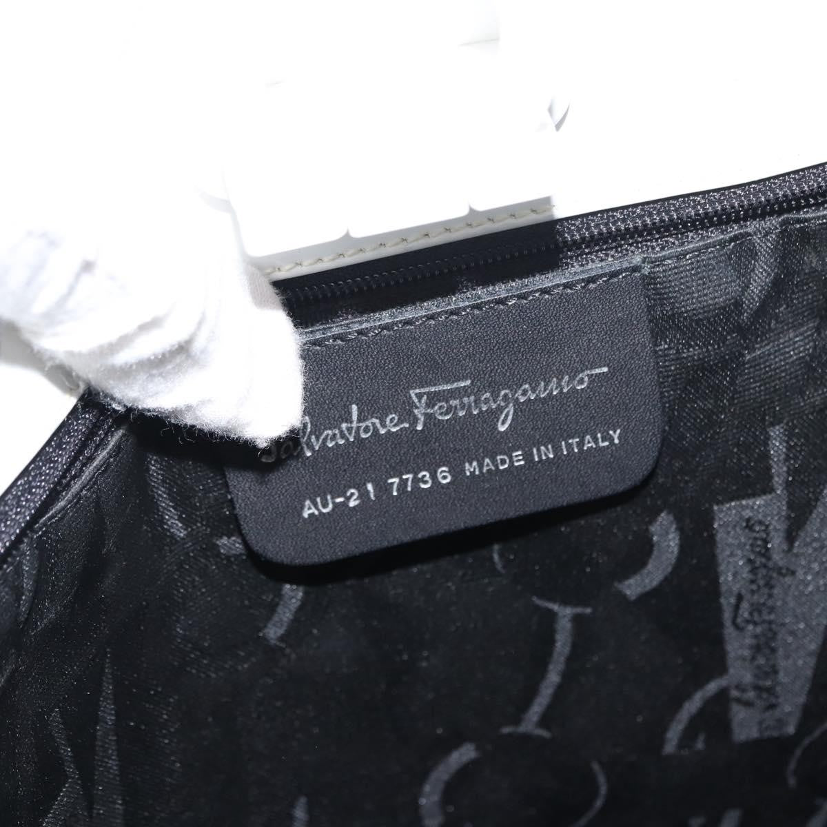 Salvatore Ferragamo Gancini Tote Patent Leather White Patent_Leather Tote Bag Bag (Pre-Owned)